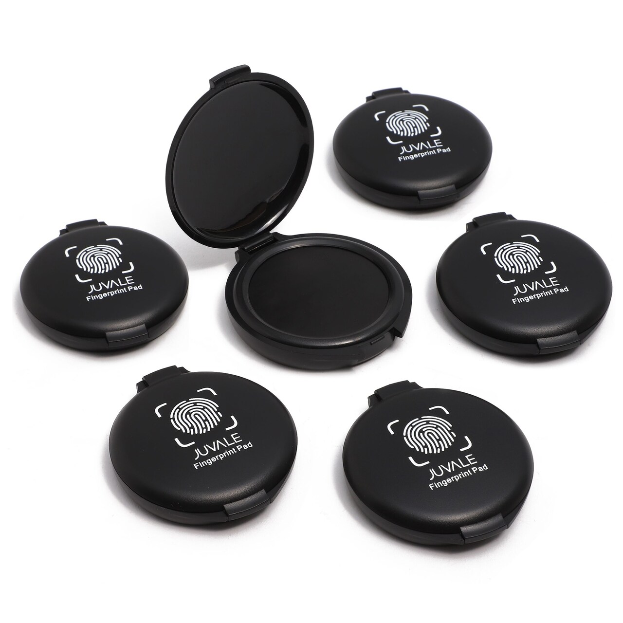 6 Pack Mini Black Fingerprint Ink Pads for Notary Supplies, Thumb Print Stamps Kit (2 x 2.3 In)